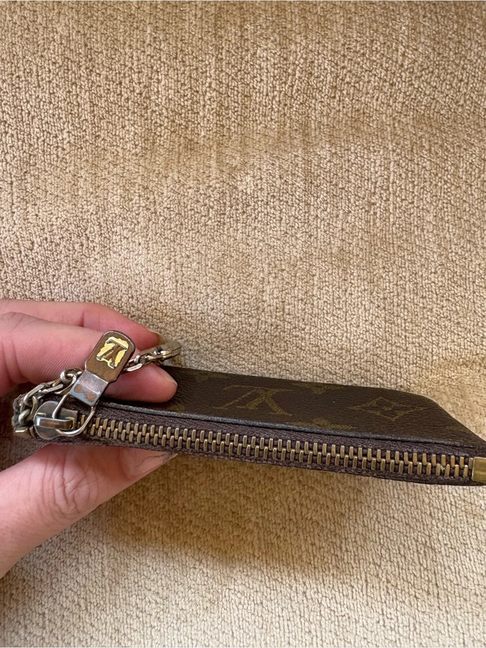 Louis Vuitton Brown Monogram Key Ring & Pouch AUTHENTIC